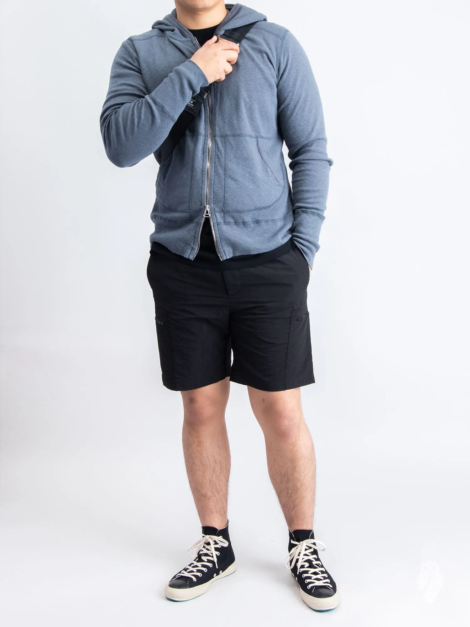 1x1 Slub Zip Hoodie in Shadow