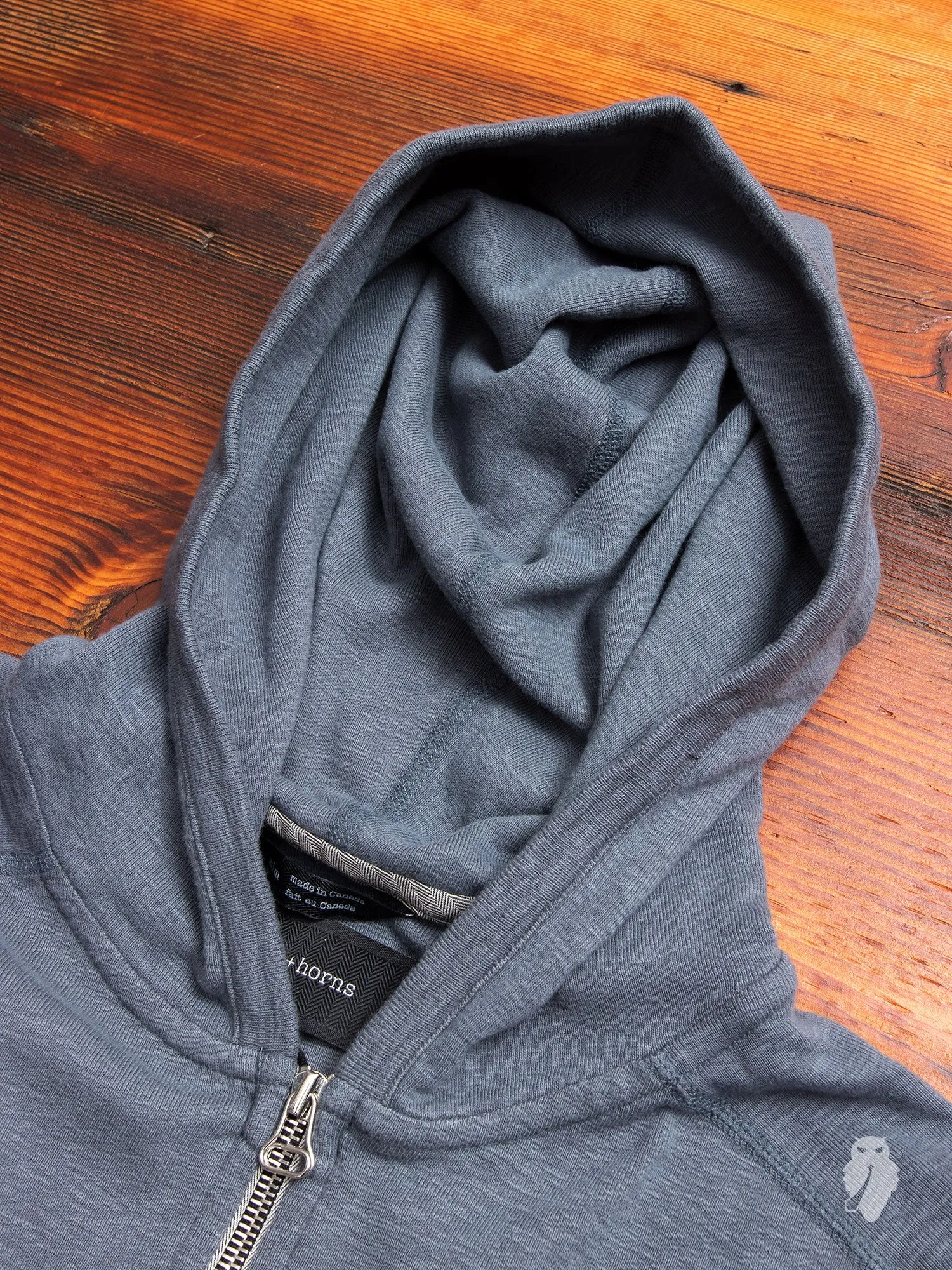 1x1 Slub Zip Hoodie in Shadow