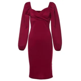 2021 Elegant Women V Neck Off Shoulder Bodycon Dress