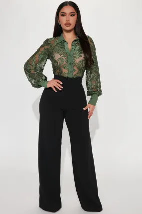 A Touch Of Lace Jumpsuit - Olive/combo