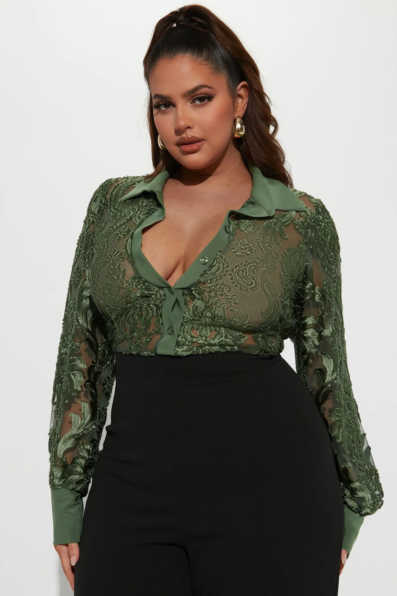 A Touch Of Lace Jumpsuit - Olive/combo