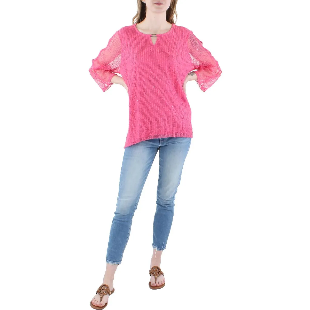 Alfred Dunner Womens Knit Mock-Neck Pullover Sweater