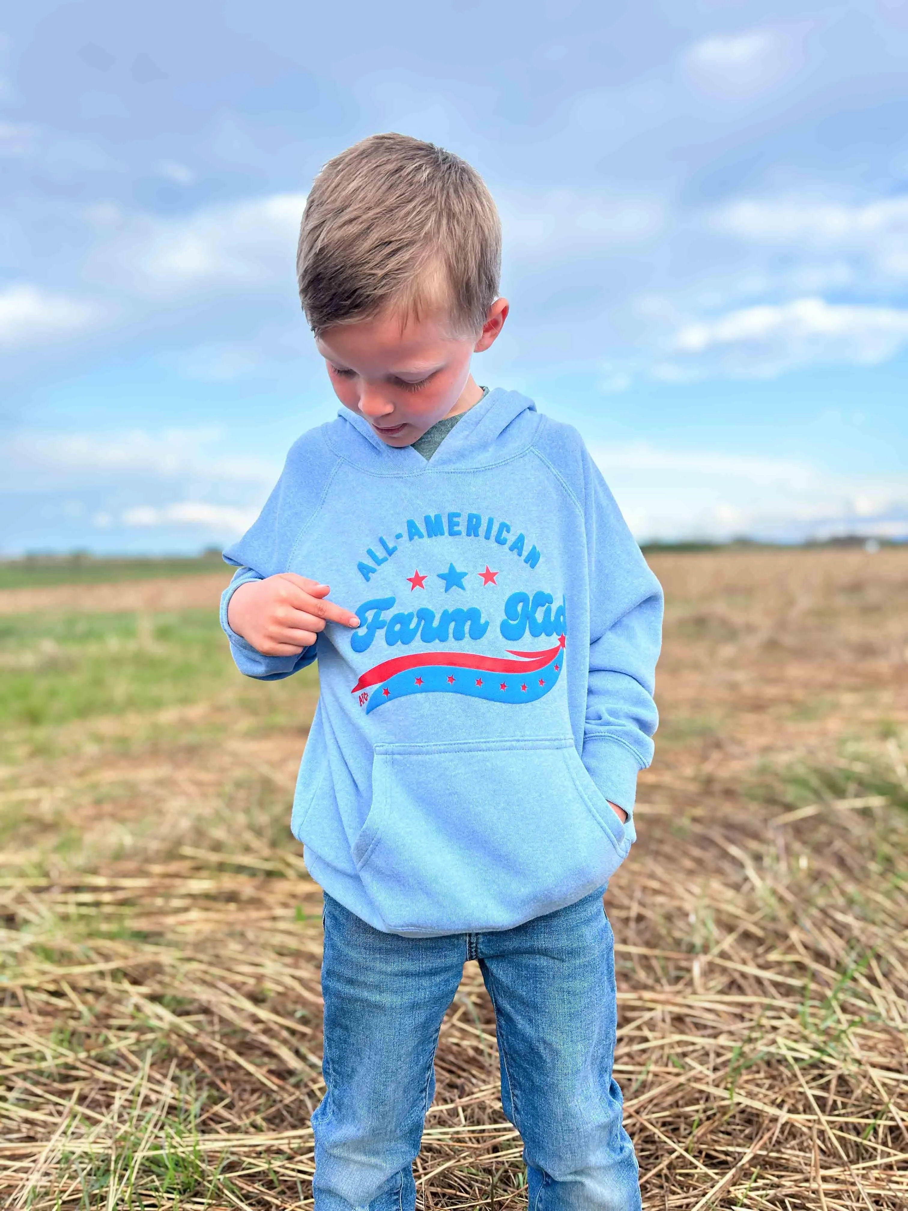 All-American Farm Kid Blue Hoodie