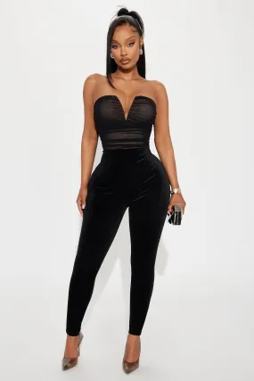 Amalia Velvet Jumpsuit - Black