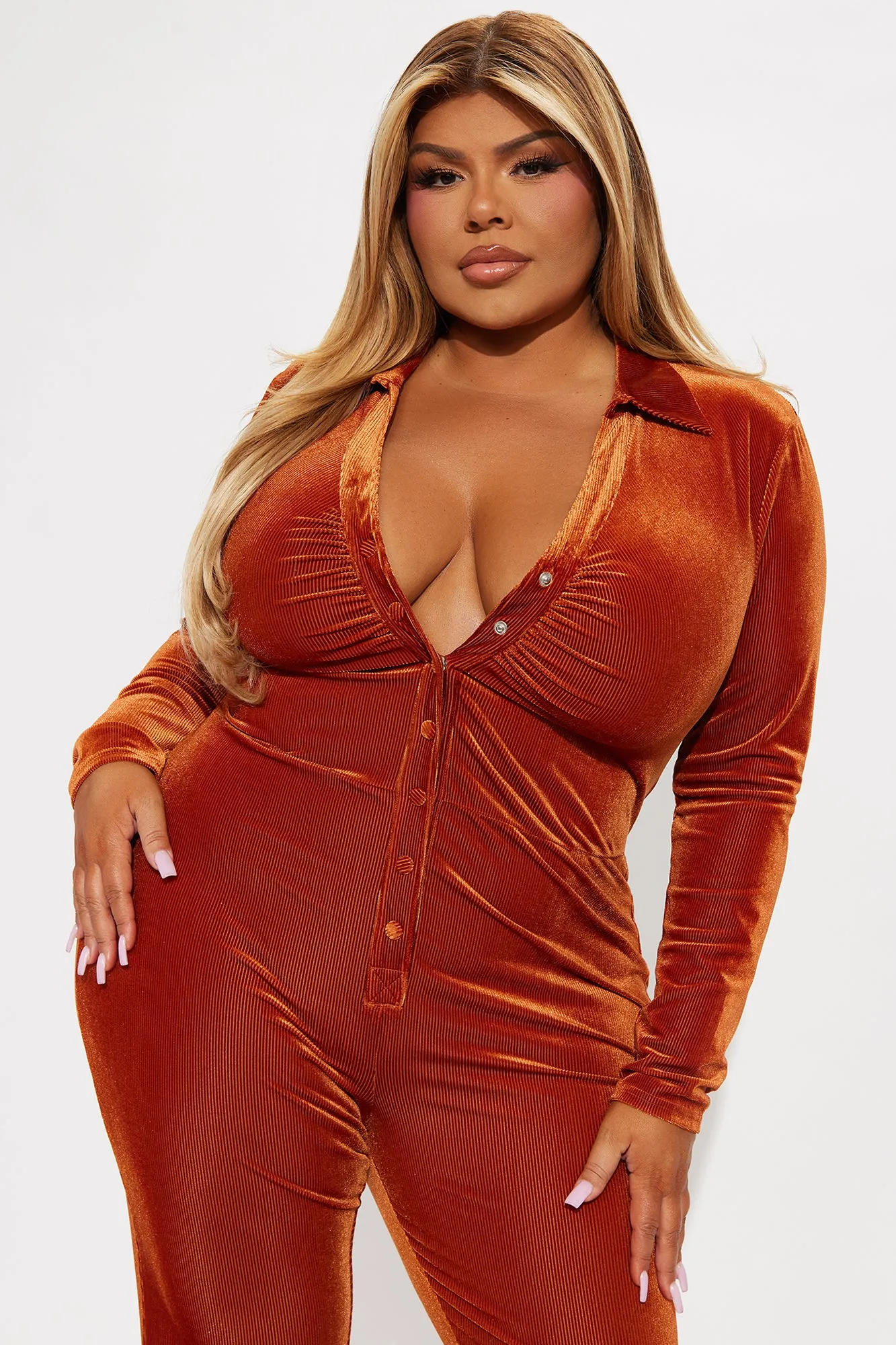Ana Velvet Jumpsuit - Rust