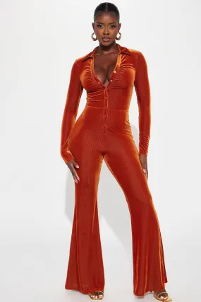 Ana Velvet Jumpsuit - Rust