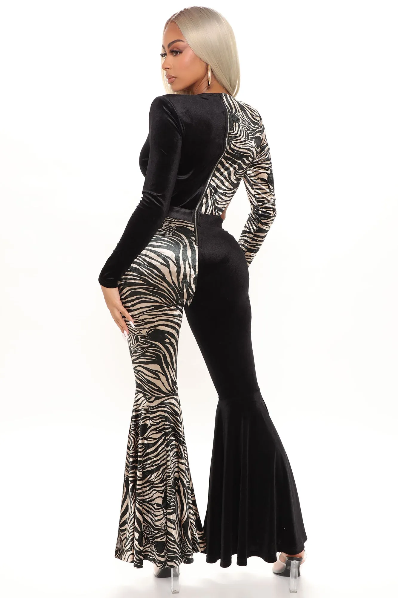Animal Kingdom Velvet Jumpsuit - Black/combo