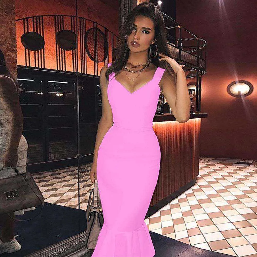 Beautiful Mermaid Bandage Bodycon V Neck Dress