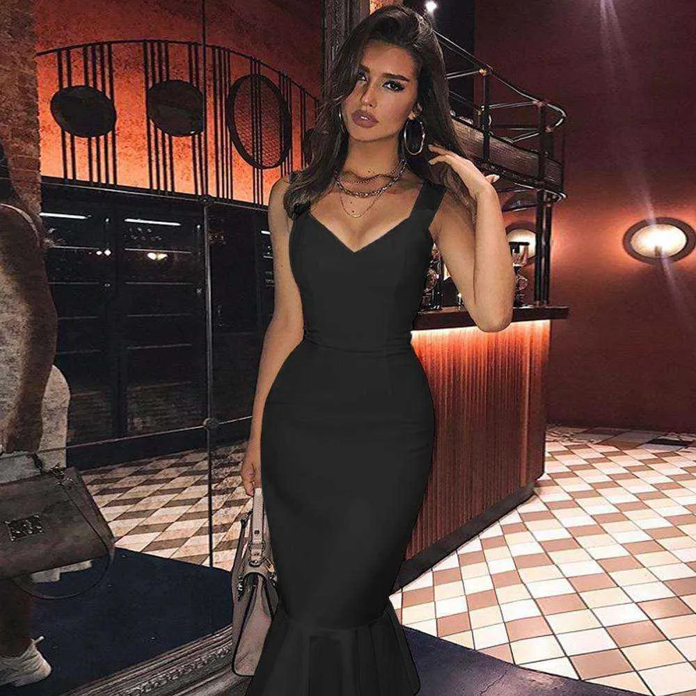 Beautiful Mermaid Bandage Bodycon V Neck Dress