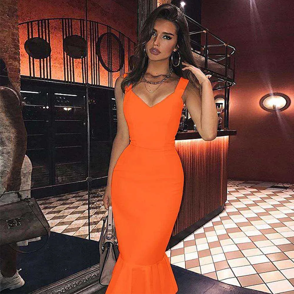 Beautiful Mermaid Bandage Bodycon V Neck Dress