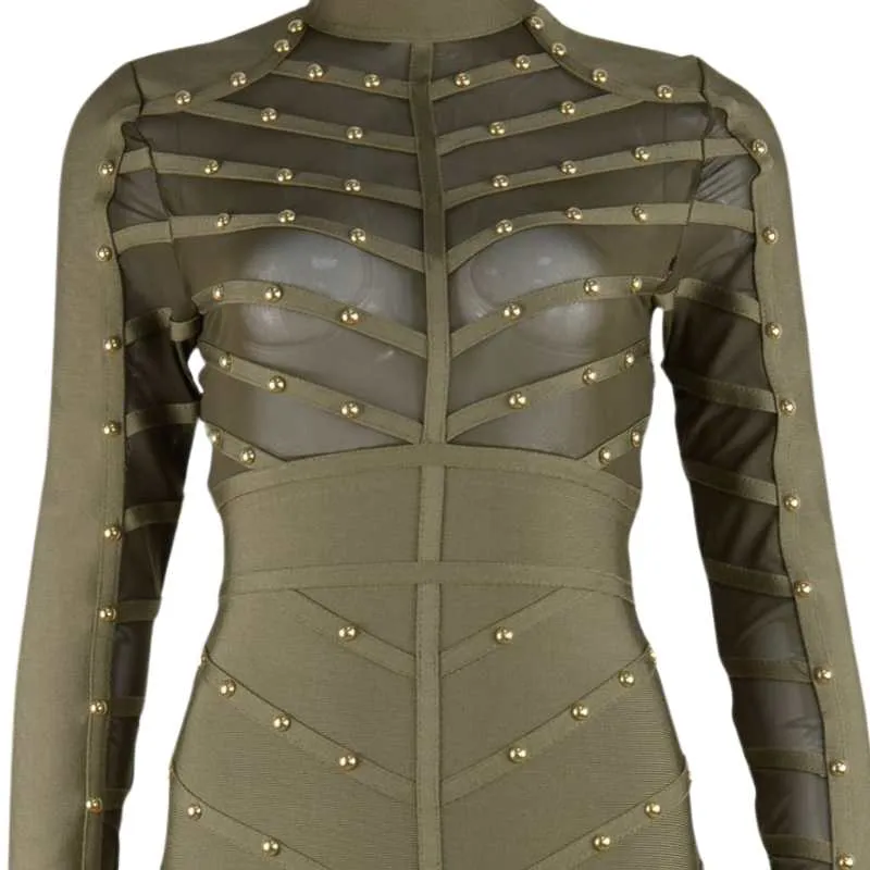 Bodycon Stud Bandage Midi Dress