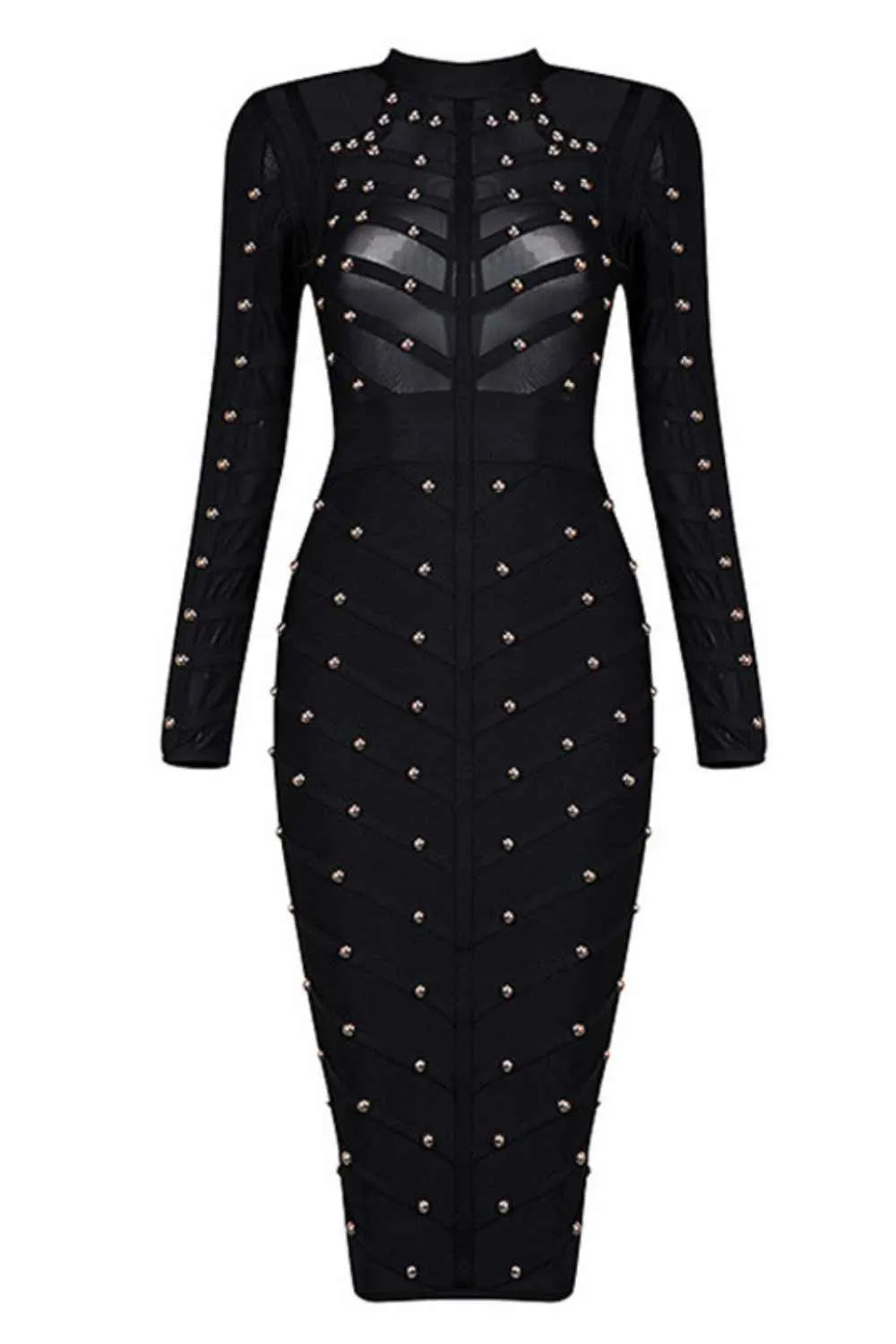 Bodycon Stud Bandage Midi Dress