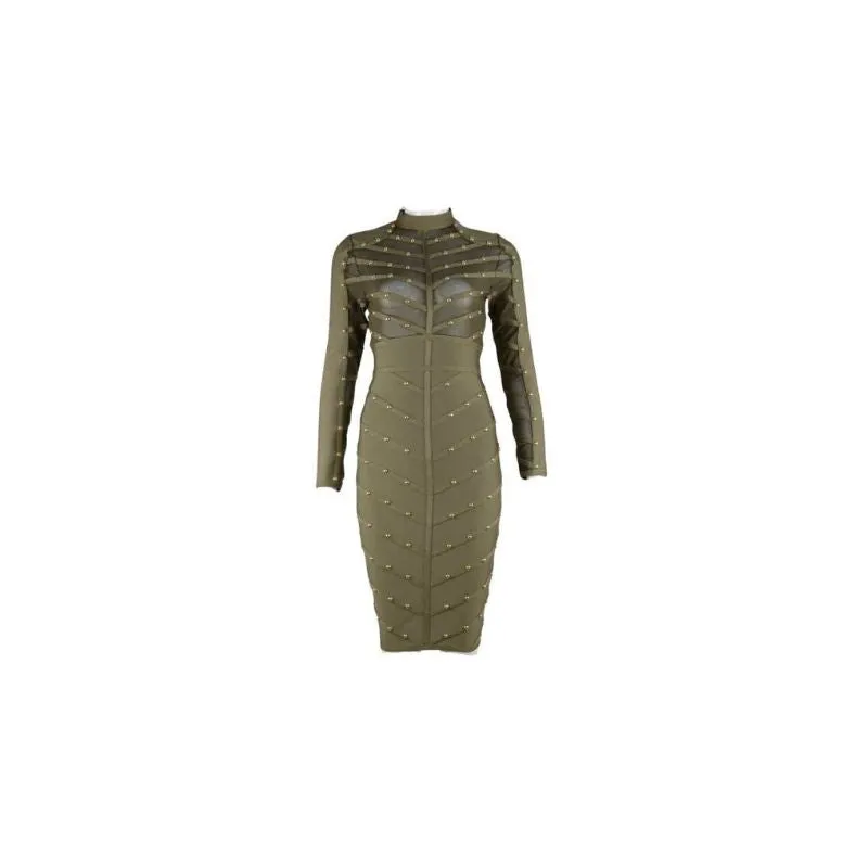 Bodycon Stud Bandage Midi Dress