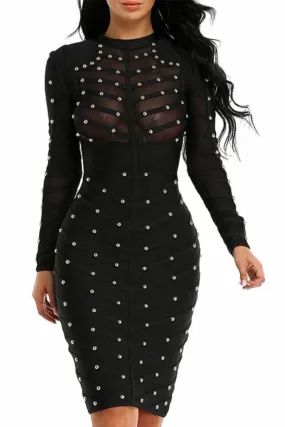Bodycon Stud Bandage Midi Dress