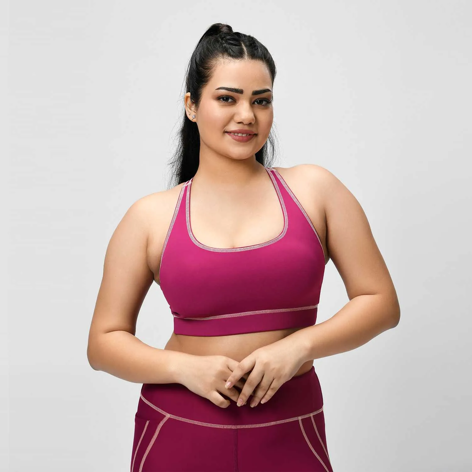 bunny hop sports bra - caramel magenta