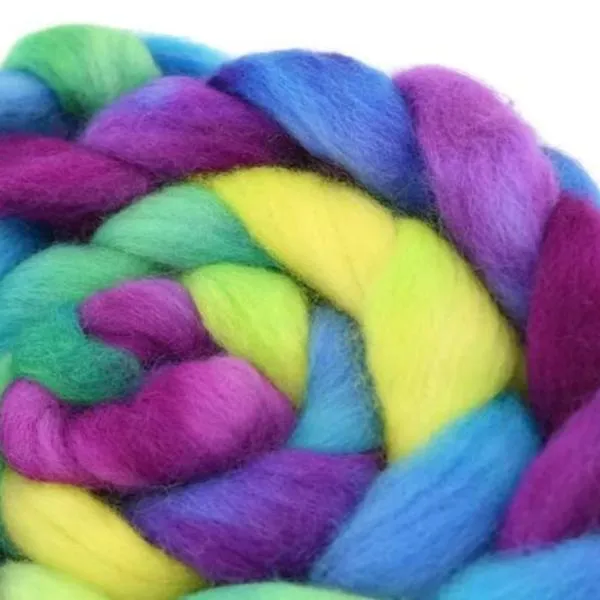 Corriedale Wool Sliver Hand Dyed Rainbow 12401
