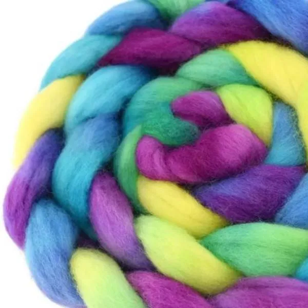 Corriedale Wool Sliver Hand Dyed Rainbow 12401