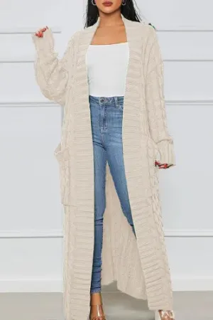 Cozy Ivory Cable Knit Maxi Sweater