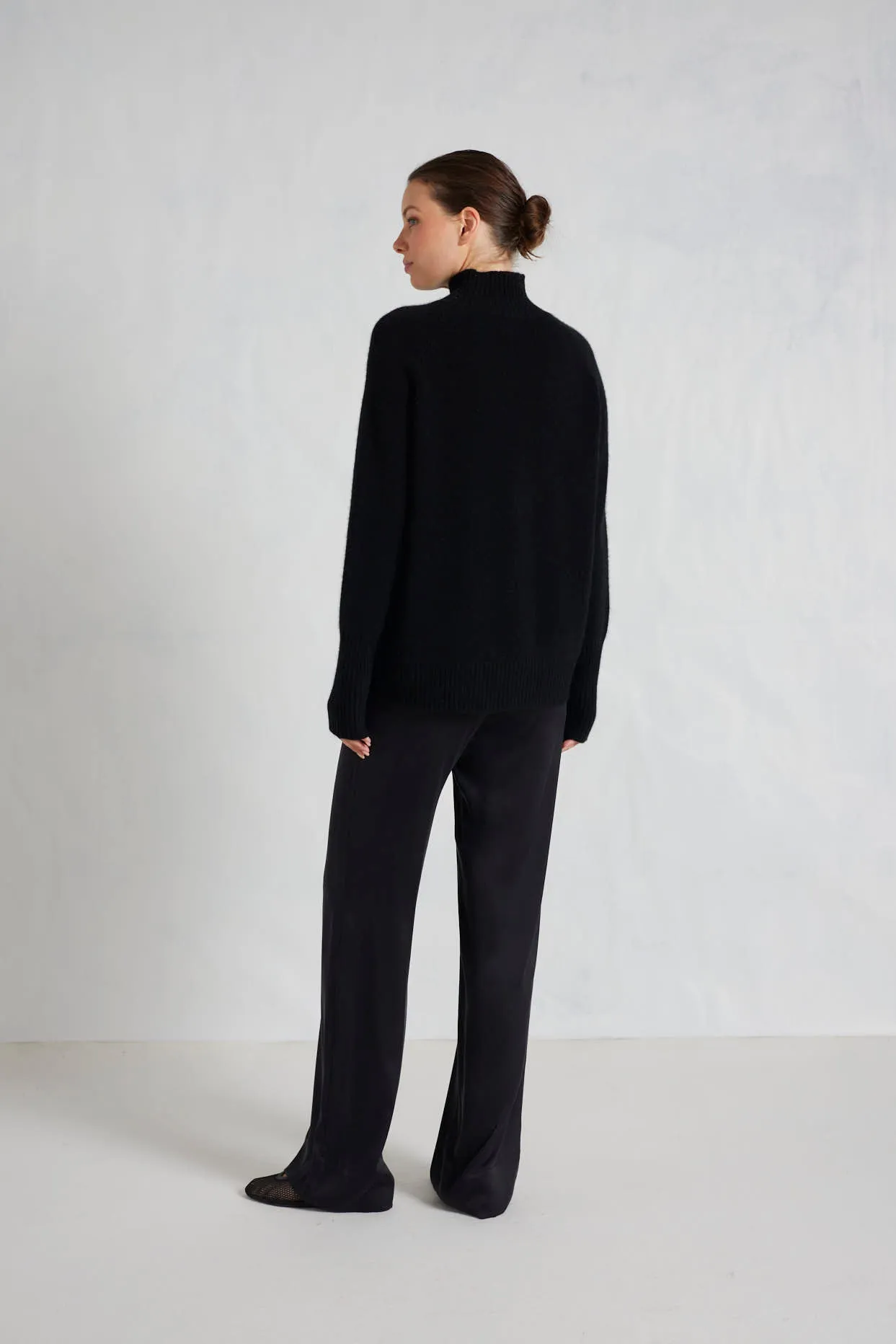 Fifi Polo Cashmere Sweater in Black