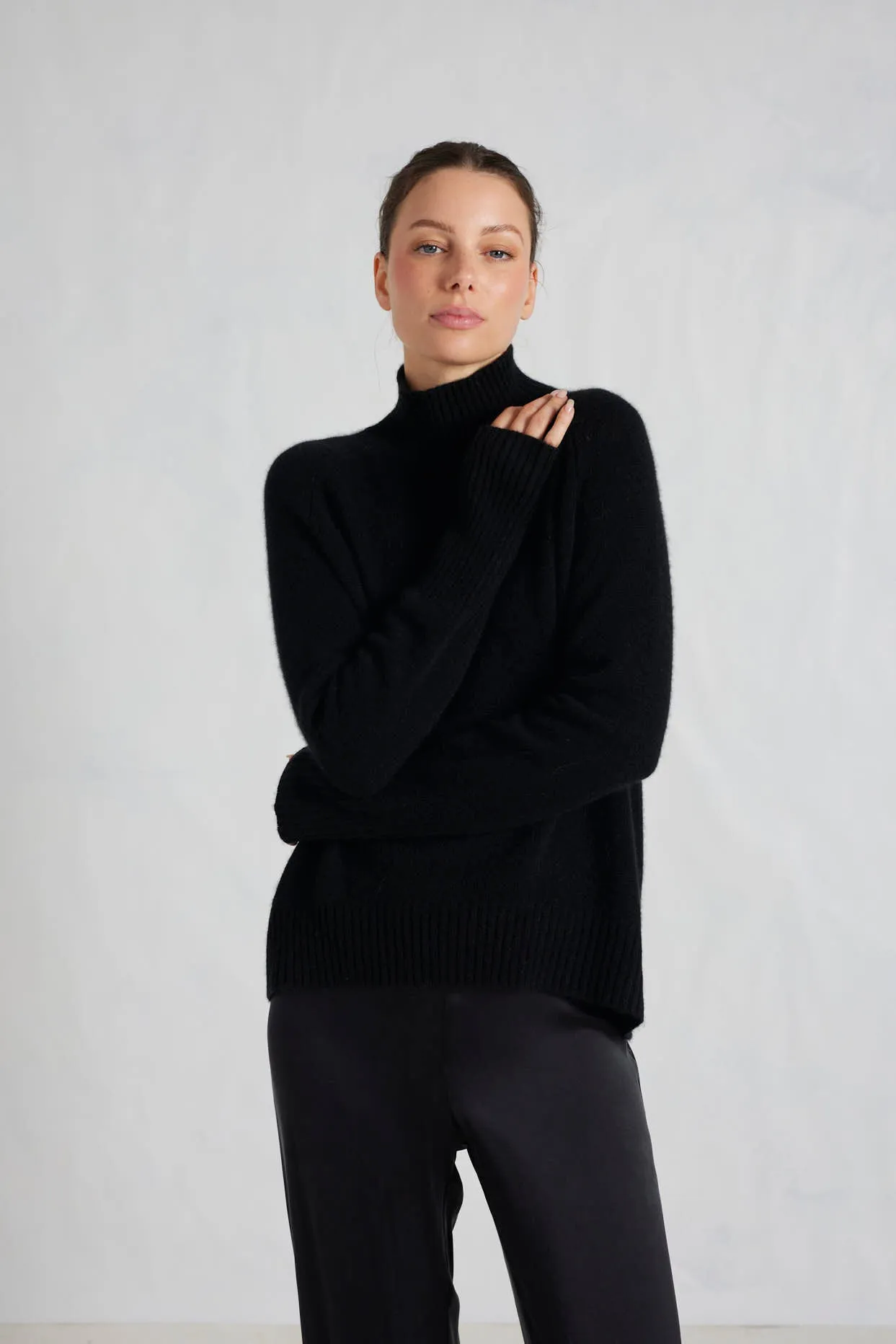 Fifi Polo Cashmere Sweater in Black
