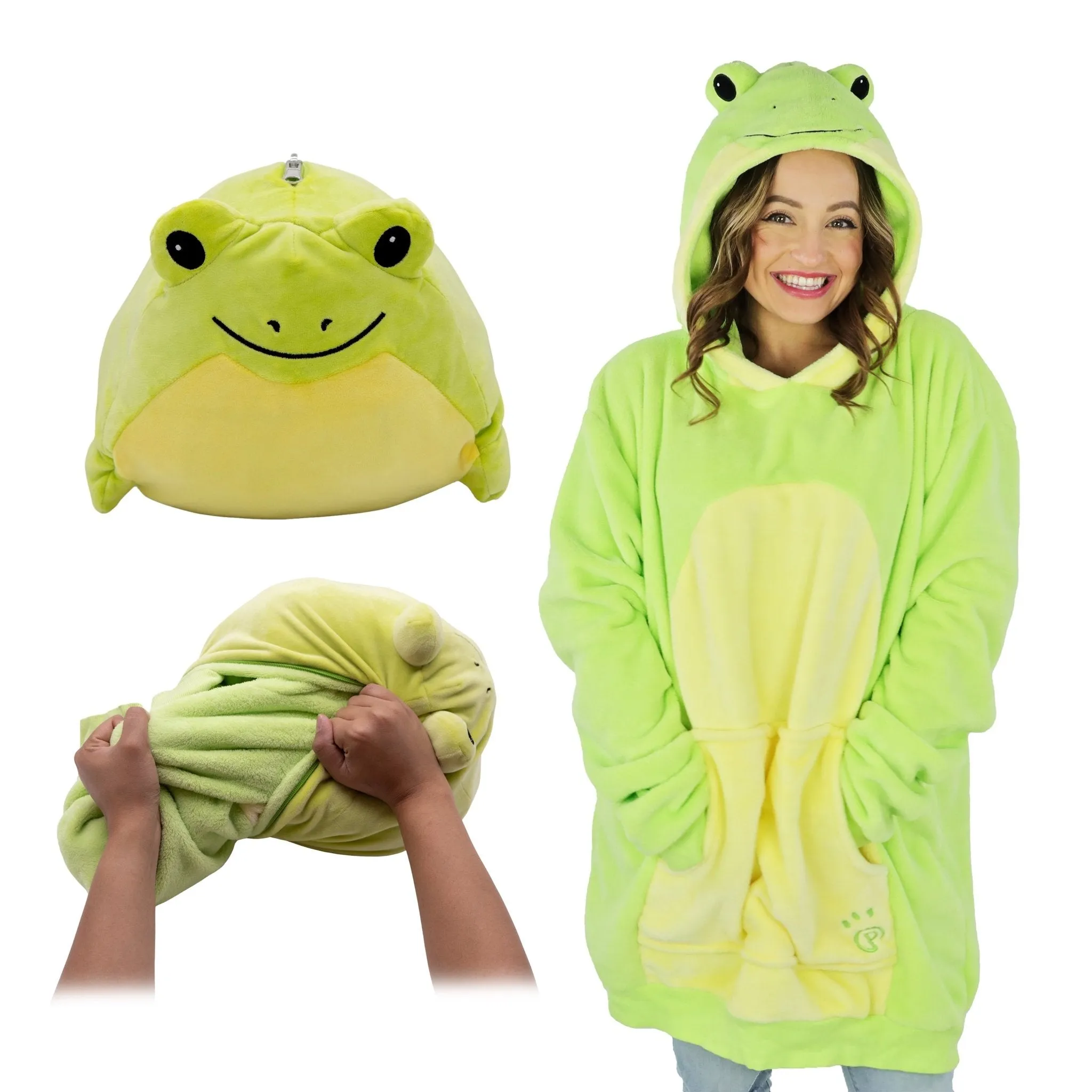 Fren Frog Adult Snugible | Blanket Hoodie & Pillow