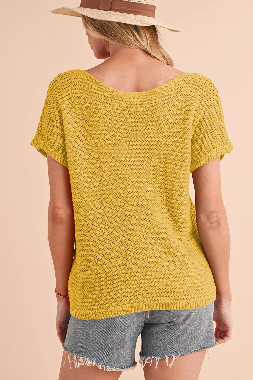 Ginger Plain Knit Loose Batwing Sleeve Sweater Blouse