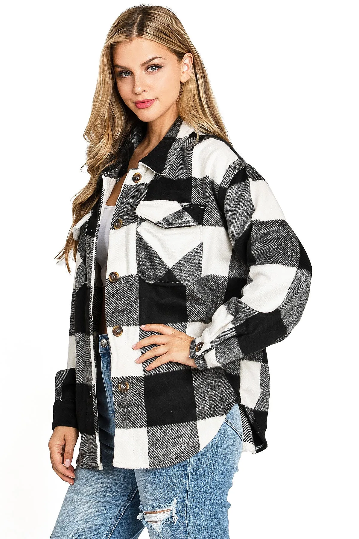 Gingham Button Down Shacket