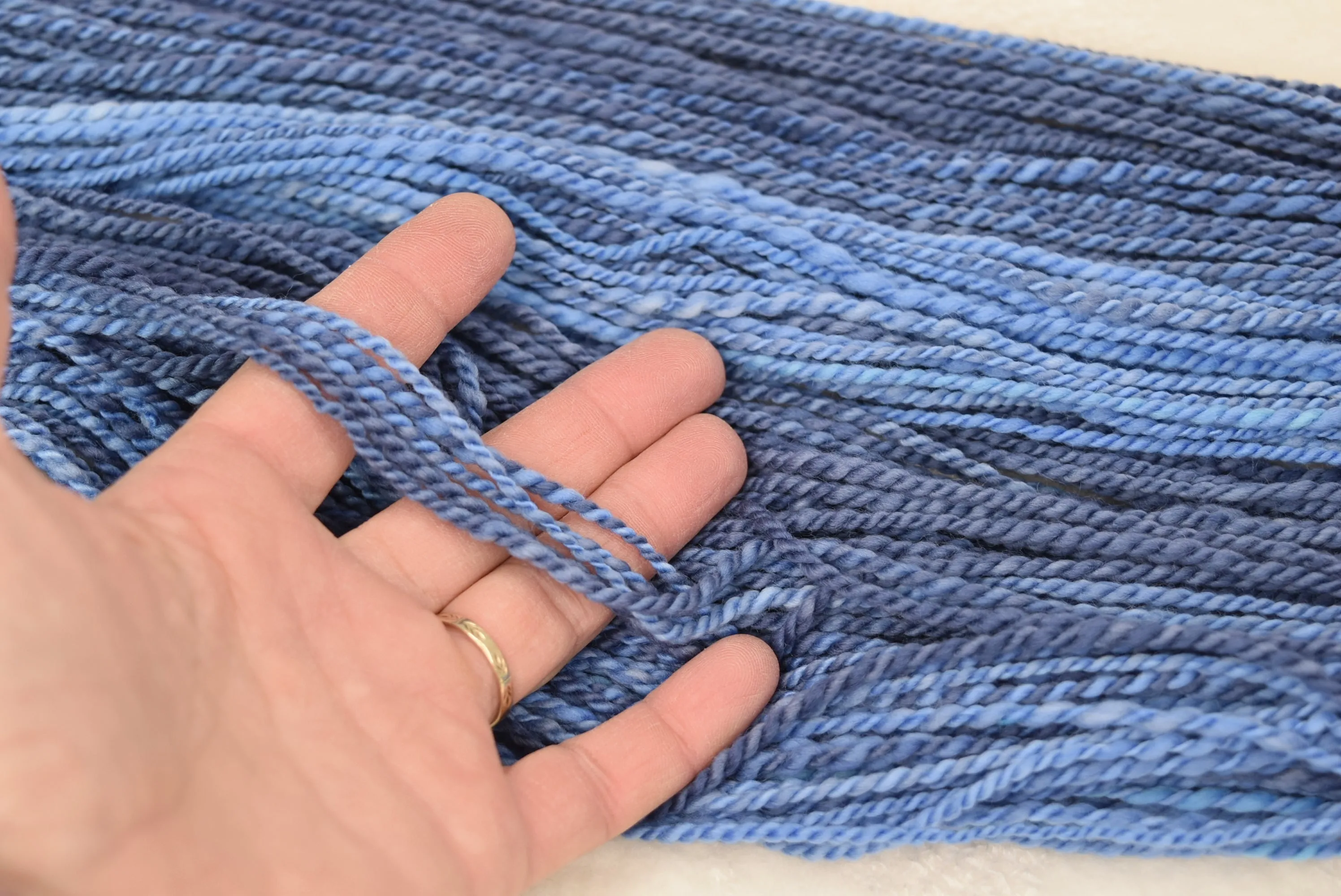 Hand Spun Tasmanian Merino Wool Chunky Yarn in Smokey Blue