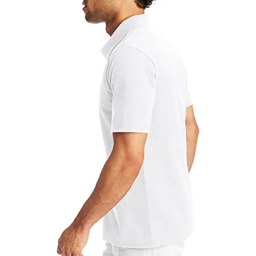 Hanes Men's Short Sleeve X-Temp W/ FreshIQ Polo, White, Medium