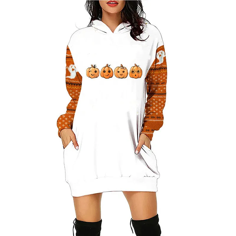 Haunted Mess Hoodie Halloween Sweatshirt Dress | Spooky Halloween outfit | Midi Sweater Dress
