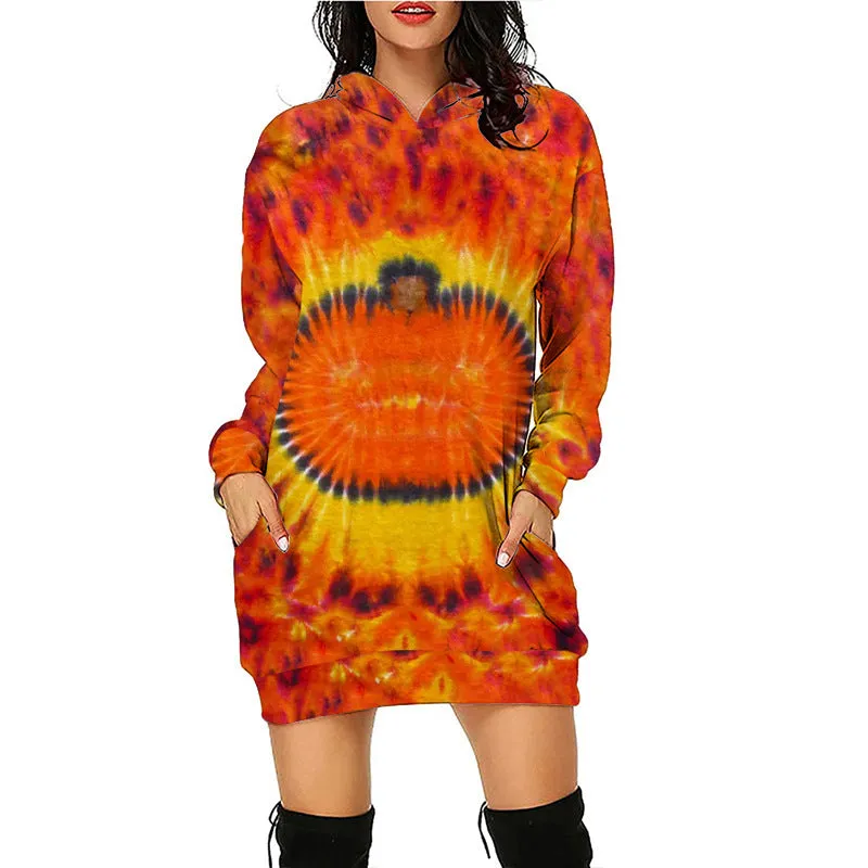 Haunted Mess Hoodie Halloween Sweatshirt Dress | Spooky Halloween outfit | Midi Sweater Dress