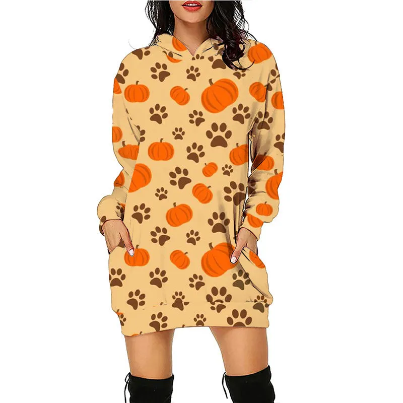 Haunted Mess Hoodie Halloween Sweatshirt Dress | Spooky Halloween outfit | Midi Sweater Dress