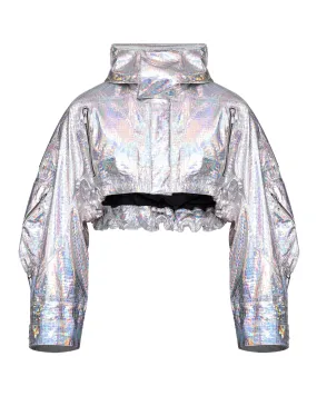 HOLOGRAPHIC CROPPED PARACHUTE JACKET