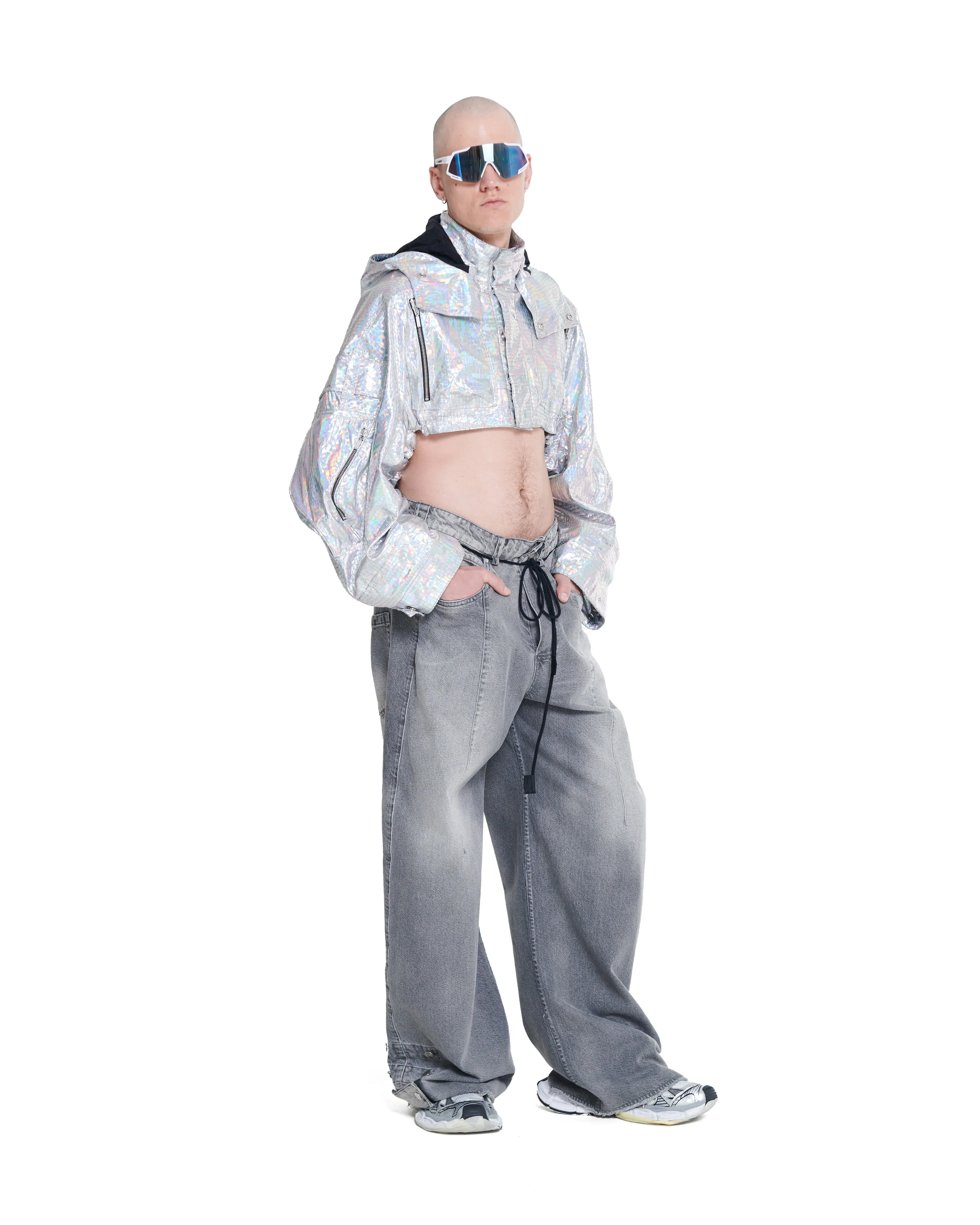 HOLOGRAPHIC CROPPED PARACHUTE JACKET