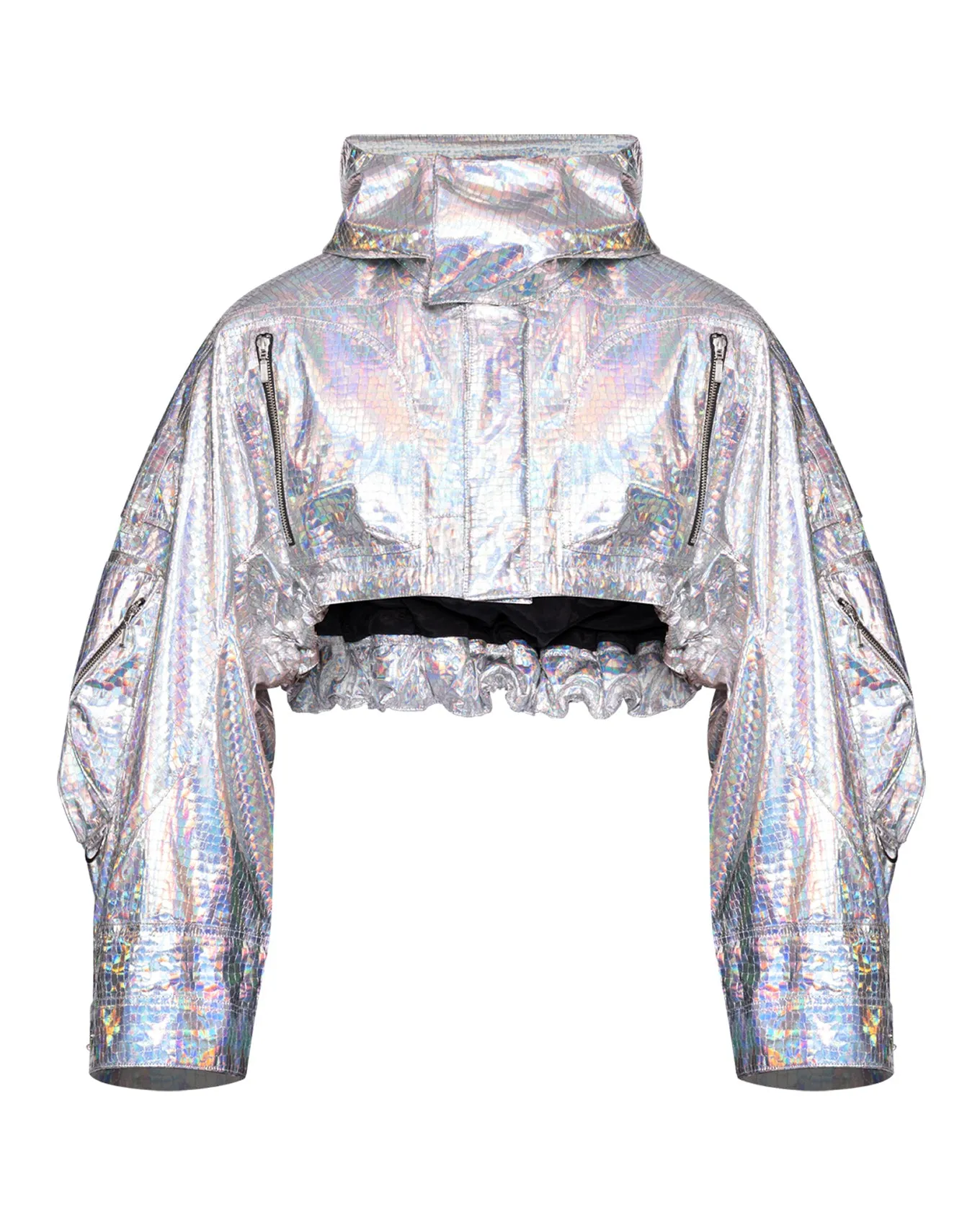 HOLOGRAPHIC CROPPED PARACHUTE JACKET