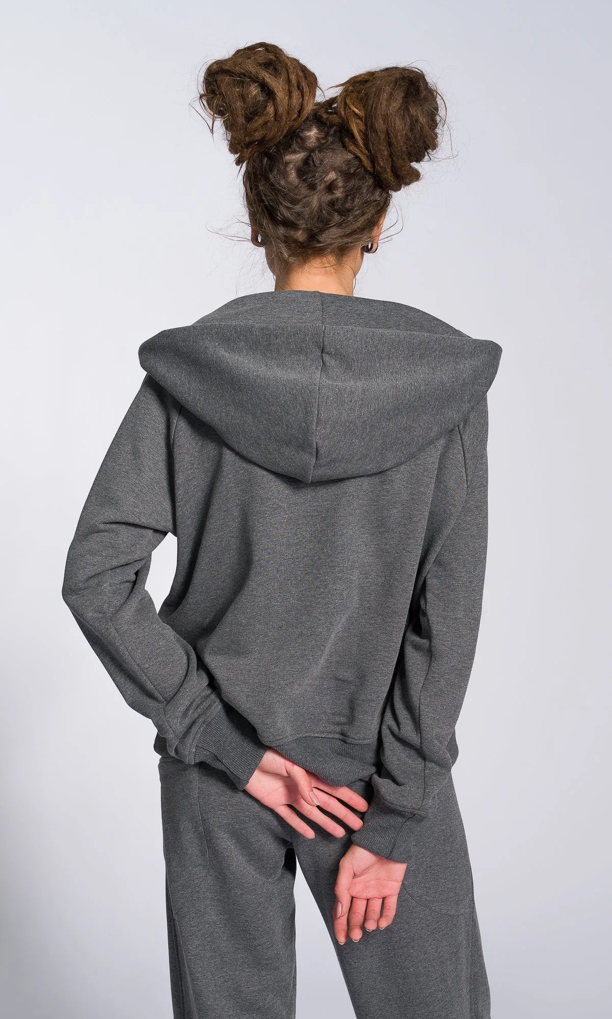 Hoodie with Zippered Drop Neckline