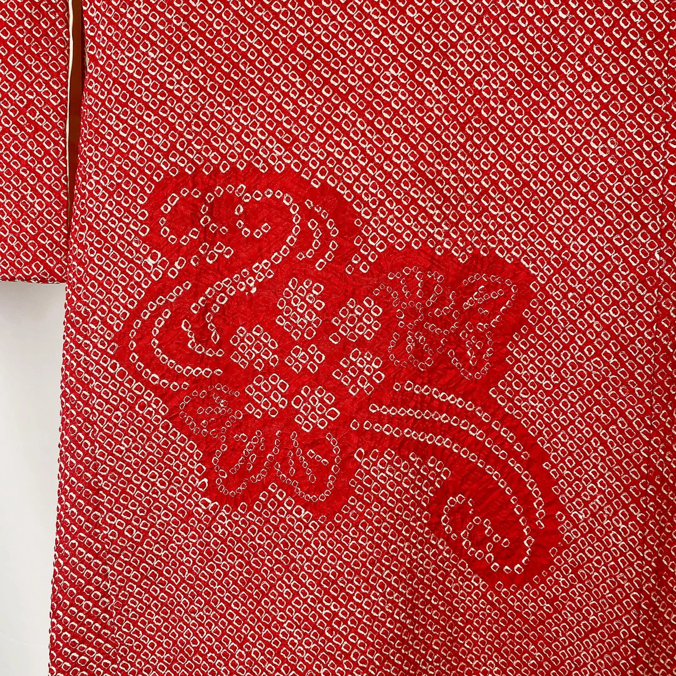Japanese Vintage Kimono Haori, Shibori Red, Flower, Good, Cardigan, Women's Jacket, Silk Long outer, Casual Layer, Versatile -C