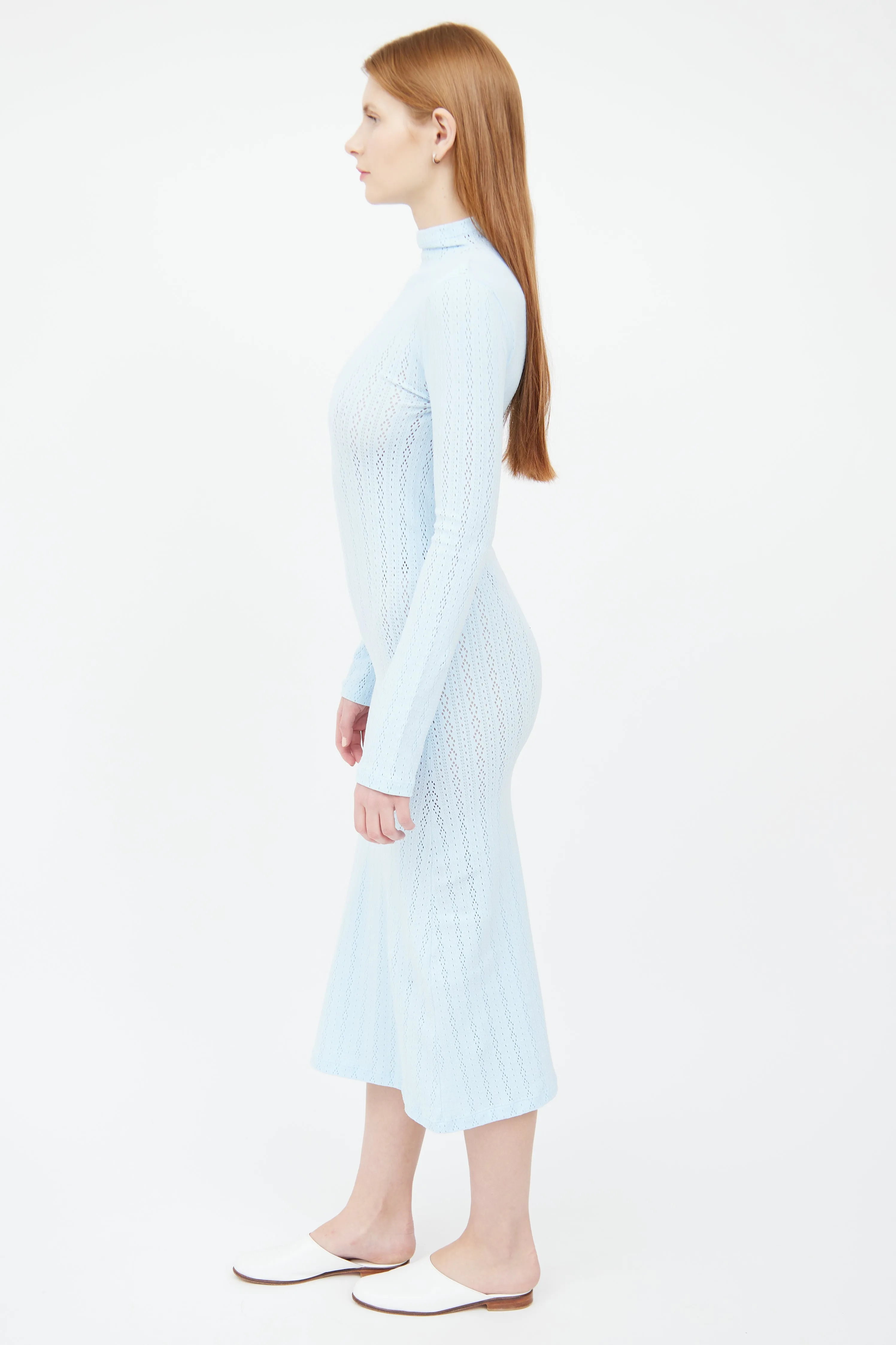 Light Blue Eyelet Knit Dress