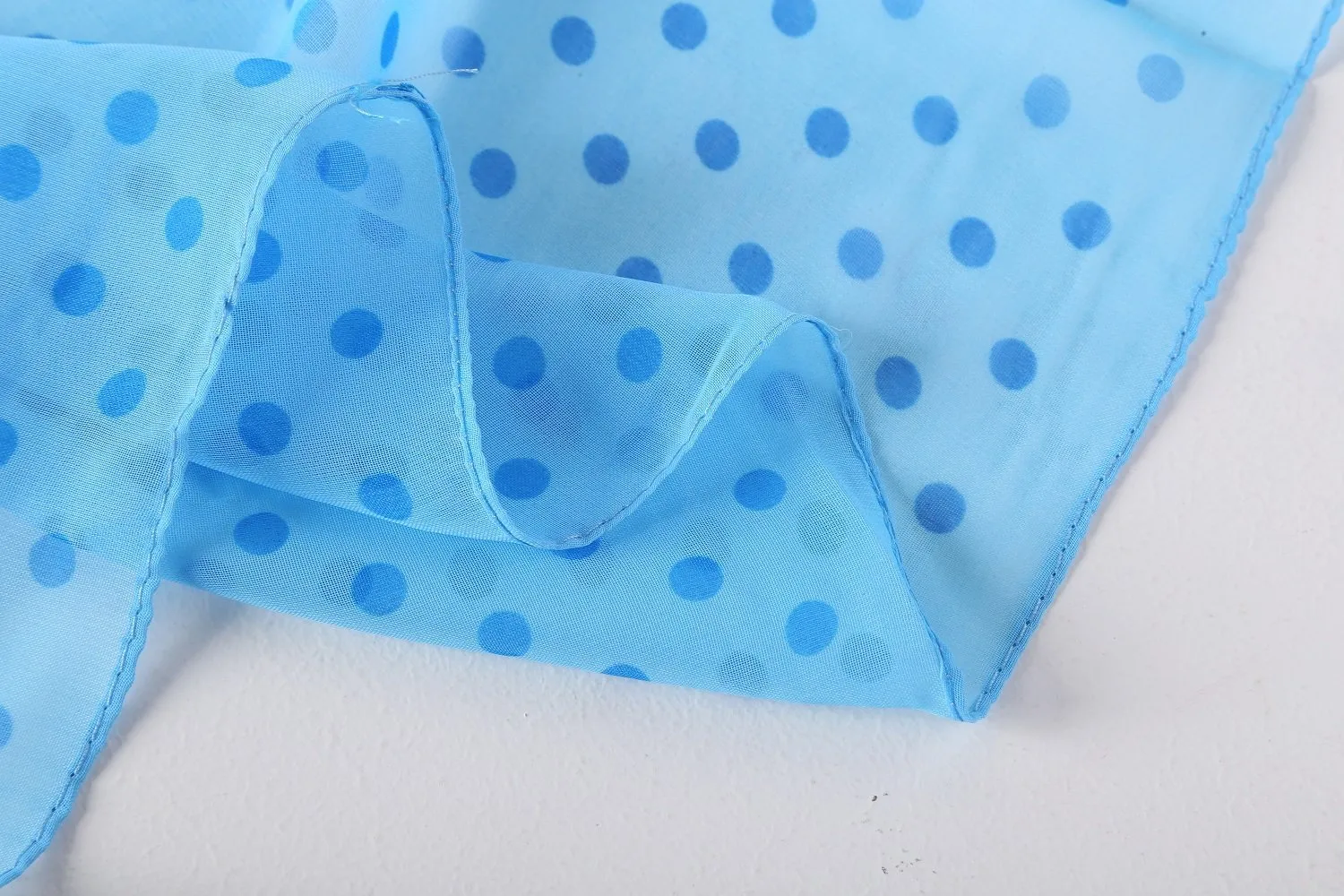 Long Sheer Chiffon Scarf Blue Theme Polka Dot Print CHL427