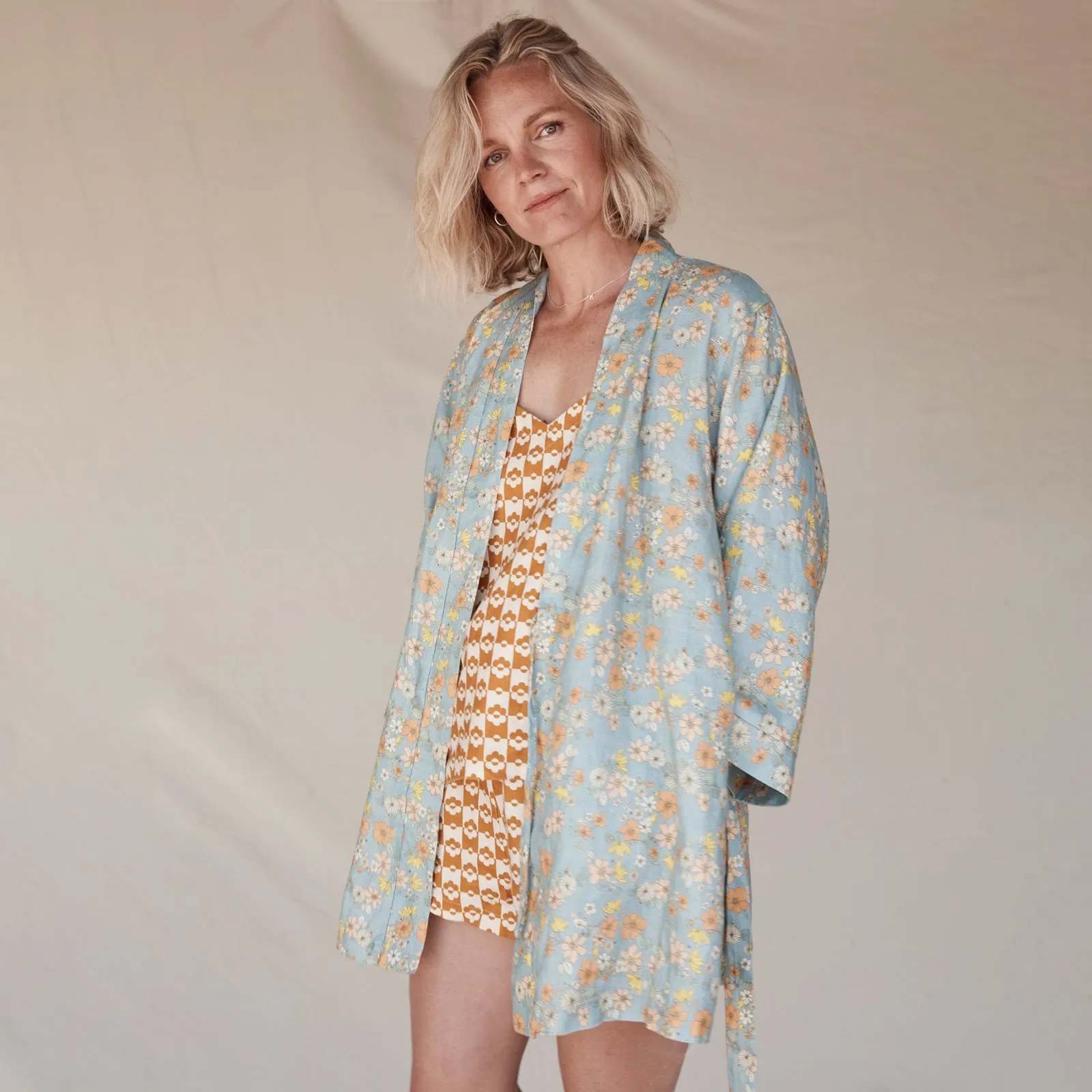 Love Child Short Linen Robe