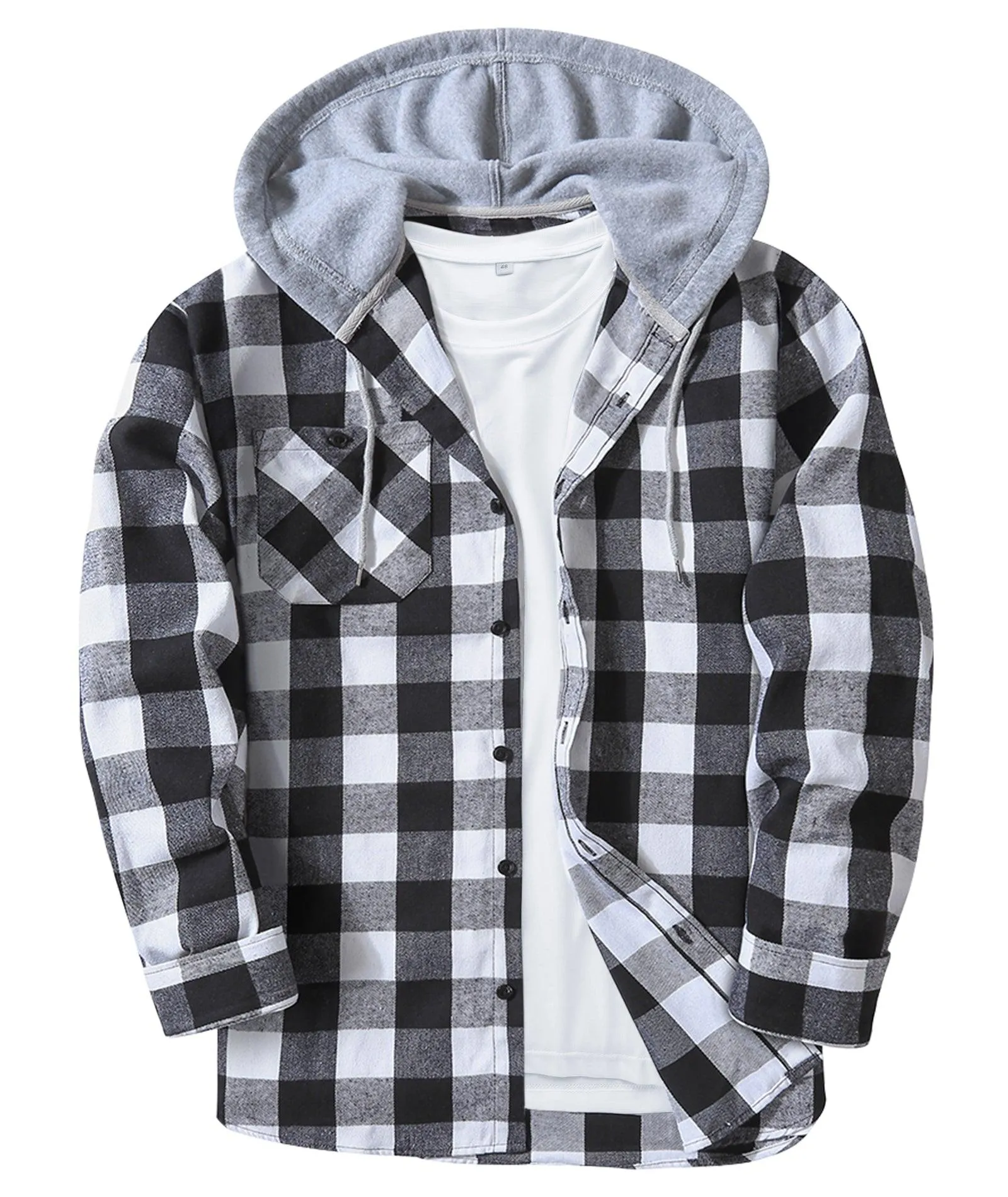 Men's Button Up Flannel Plaid Shirt-CFMMX20007