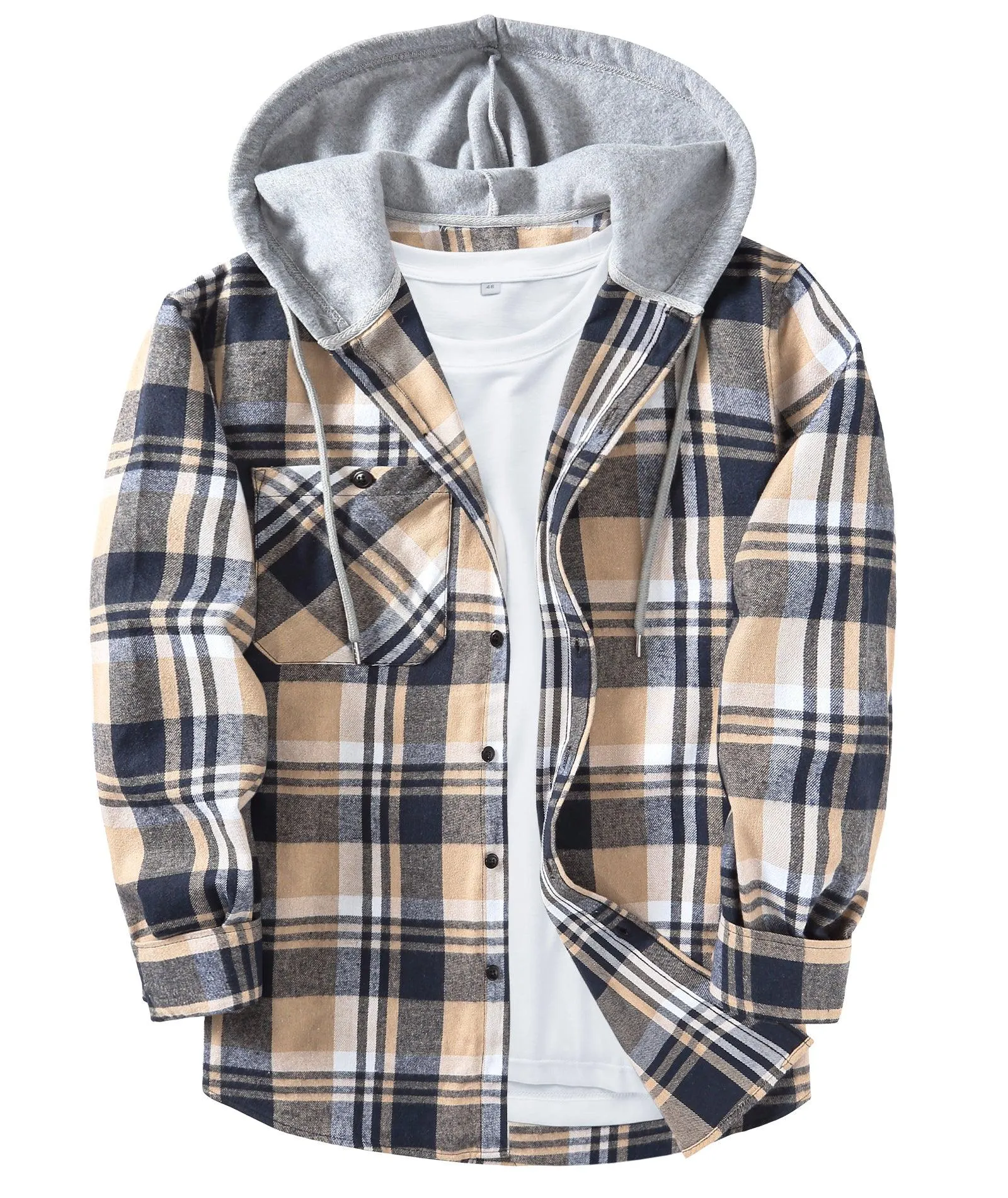 Men's Button Up Flannel Plaid Shirt-CFMMX20007