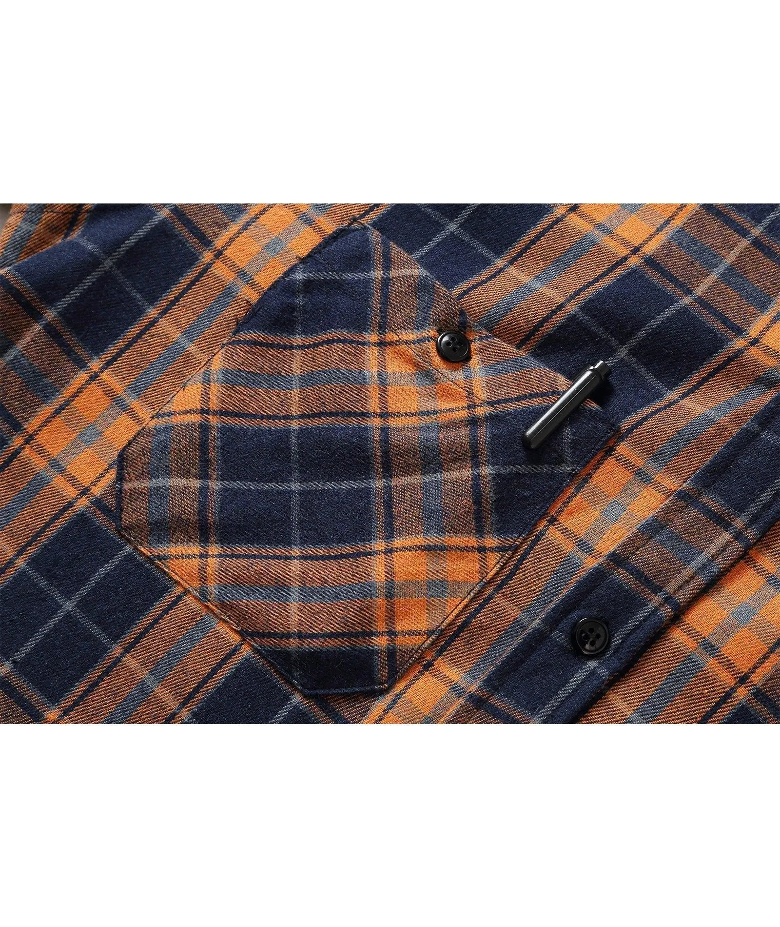 Men's Button Up Flannel Plaid Shirt-CFMMX20007