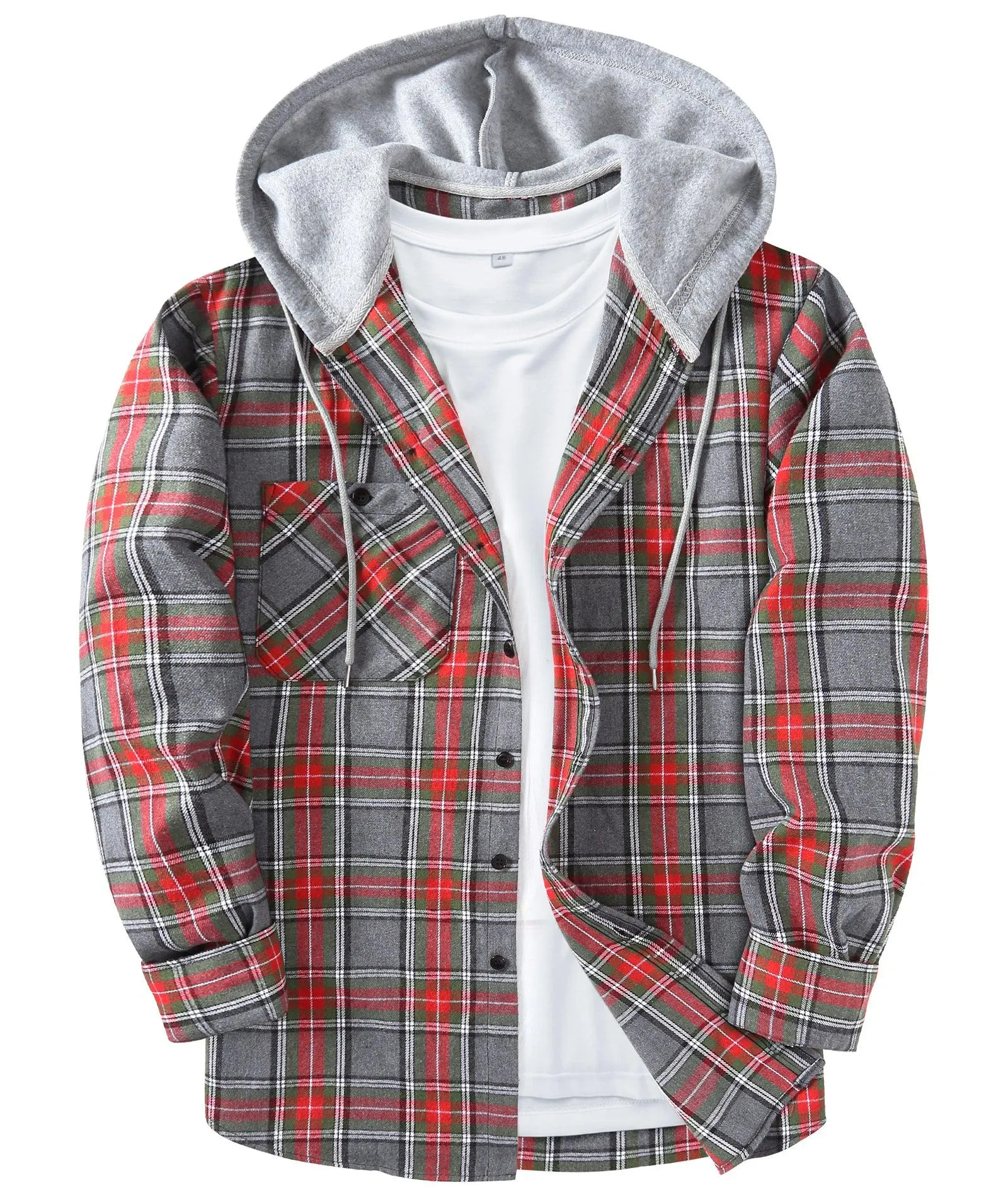 Men's Button Up Flannel Plaid Shirt-CFMMX20007