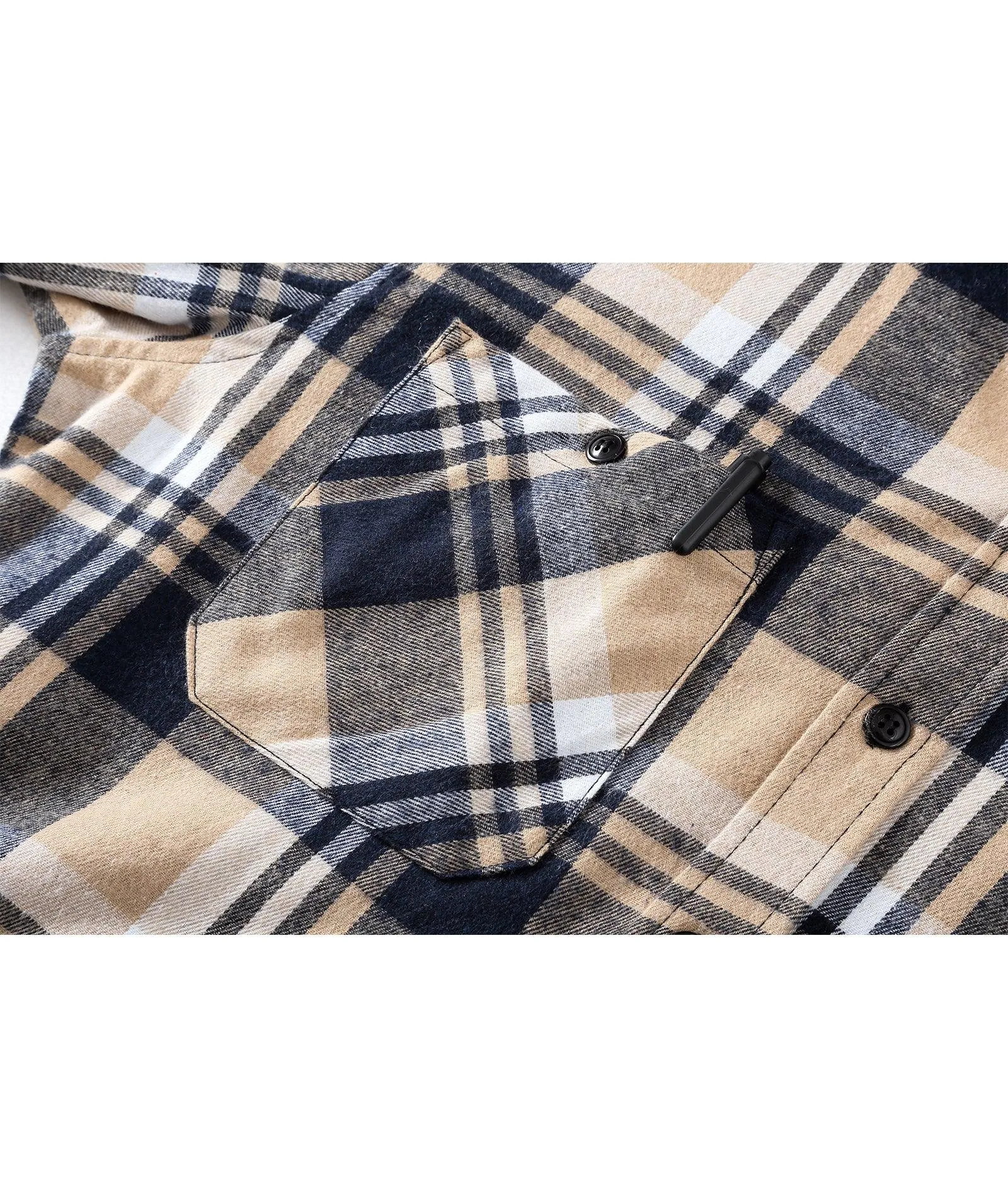 Men's Button Up Flannel Plaid Shirt-CFMMX20007