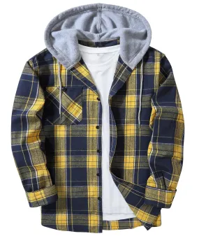 Men's Button Up Flannel Plaid Shirt-CFMMX20007