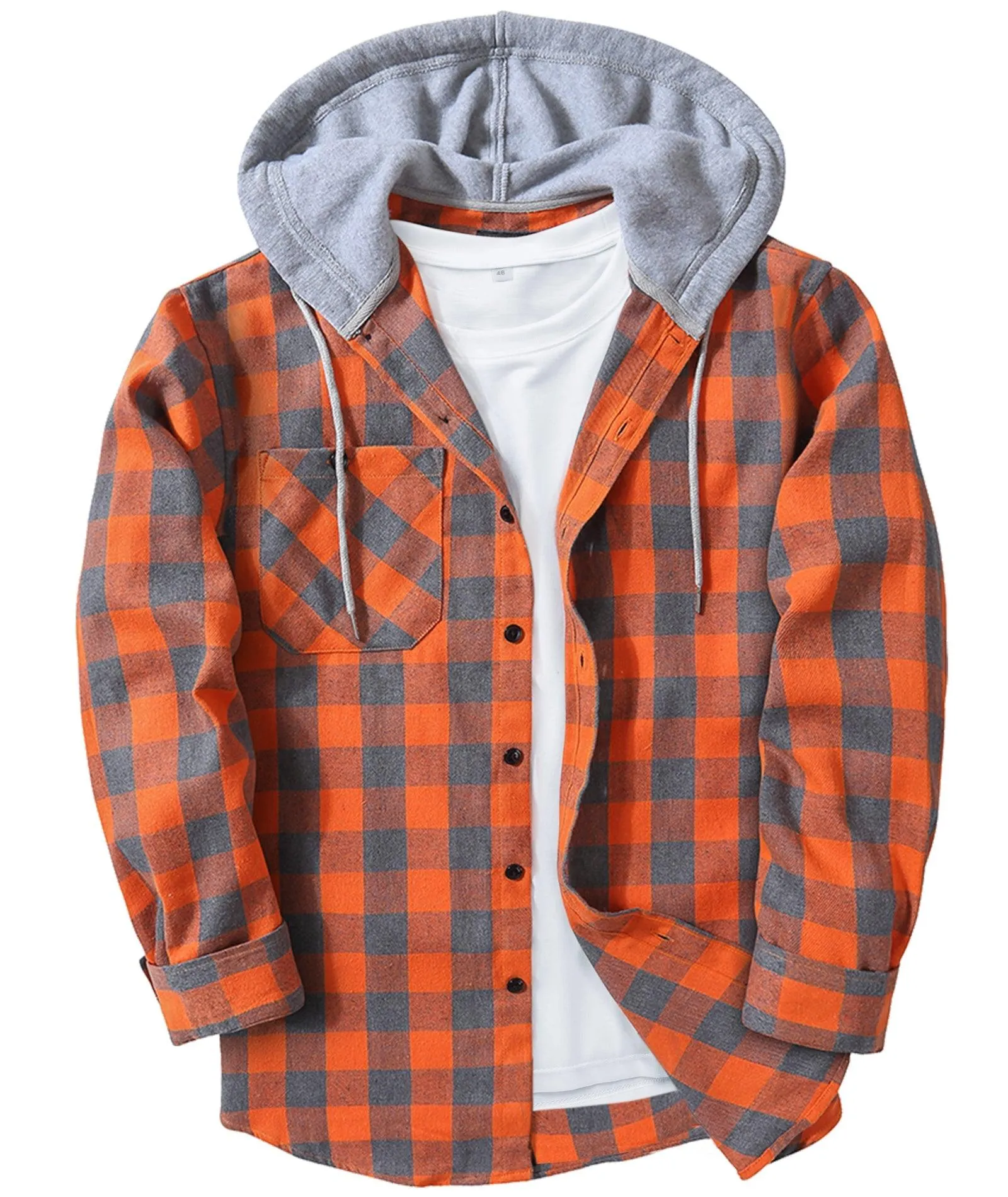 Men's Button Up Flannel Plaid Shirt-CFMMX20007
