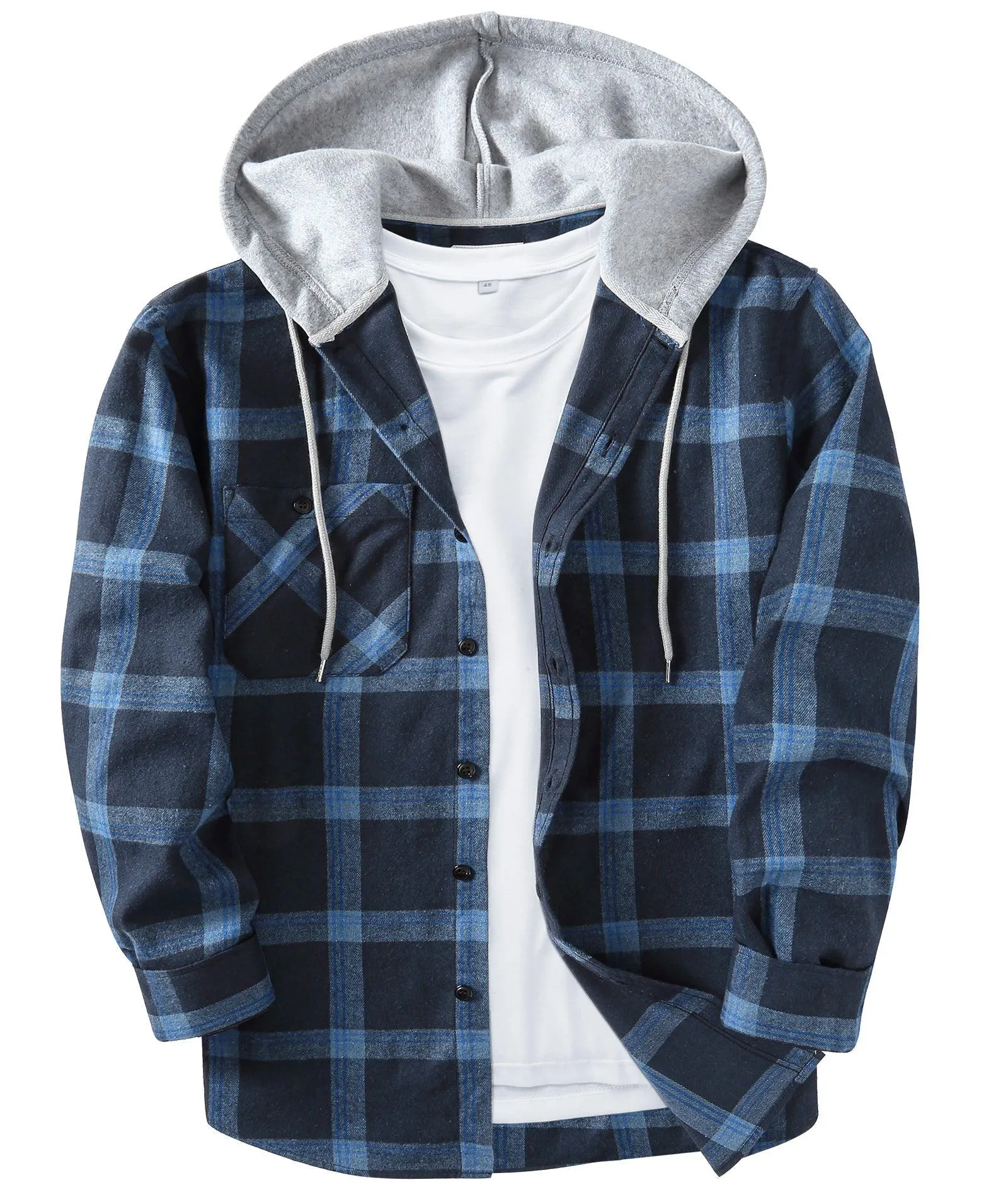 Men's Button Up Flannel Plaid Shirt-CFMMX20007