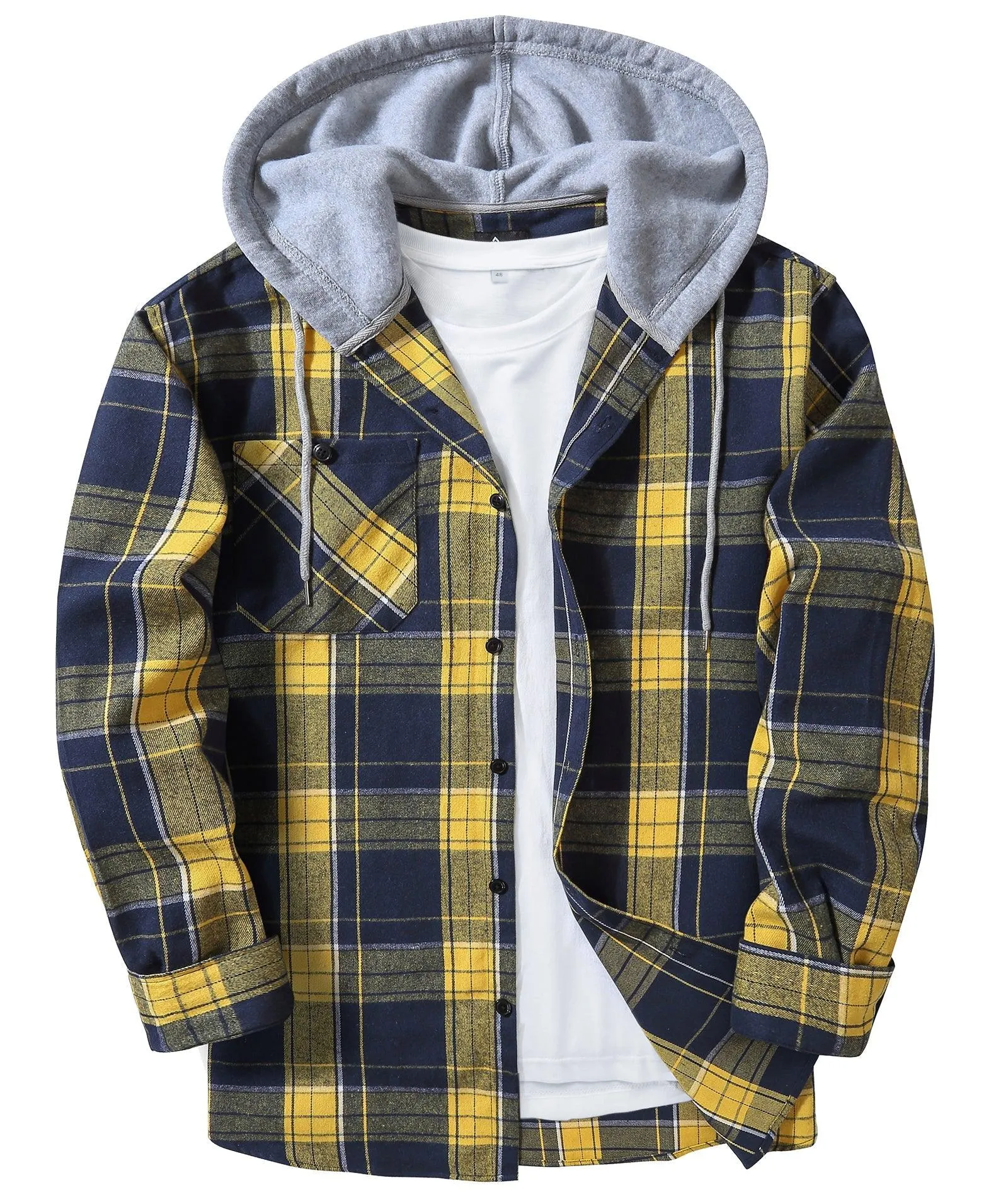 Men's Button Up Flannel Plaid Shirt-CFMMX20007