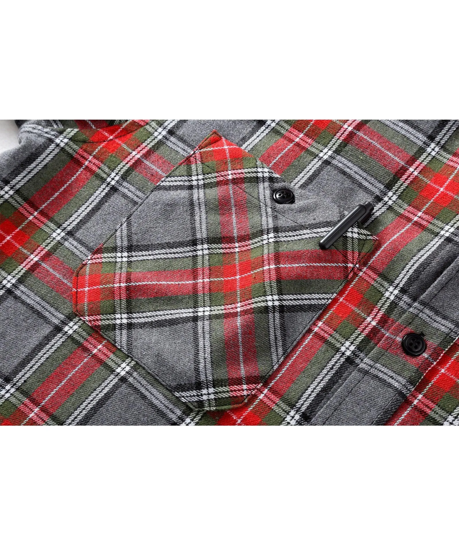 Men's Button Up Flannel Plaid Shirt-CFMMX20007